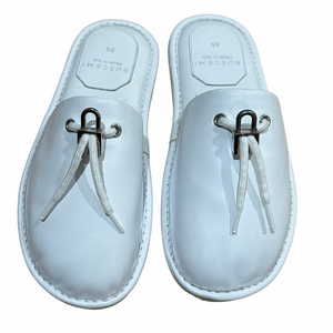 Buscemi Greenwich White Leather Slippers - Size 35 EU / 6 US - Luxury Wedding